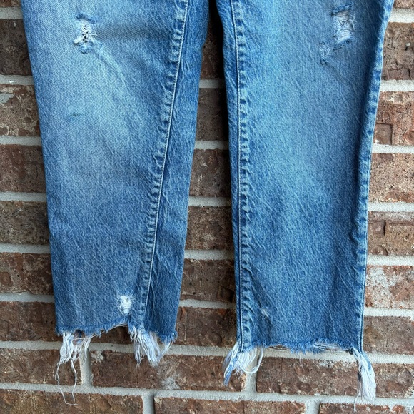 We The Free People Button Fly Raw Hem Distressed Skinny Jeans - Picture 7 of 8